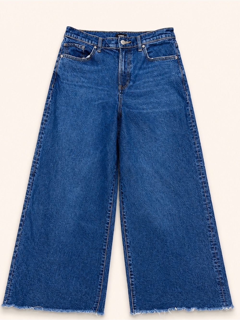 Express Relaxed Wide Leg High Rise Raw Hem Jeans 6R